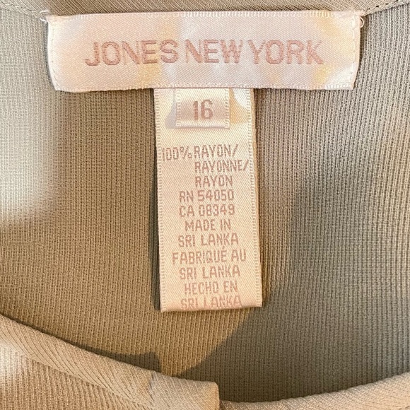 Vintage Jones New York Green Button down Top Sz 16 With Shoulder Pad - Picture 8 of 8